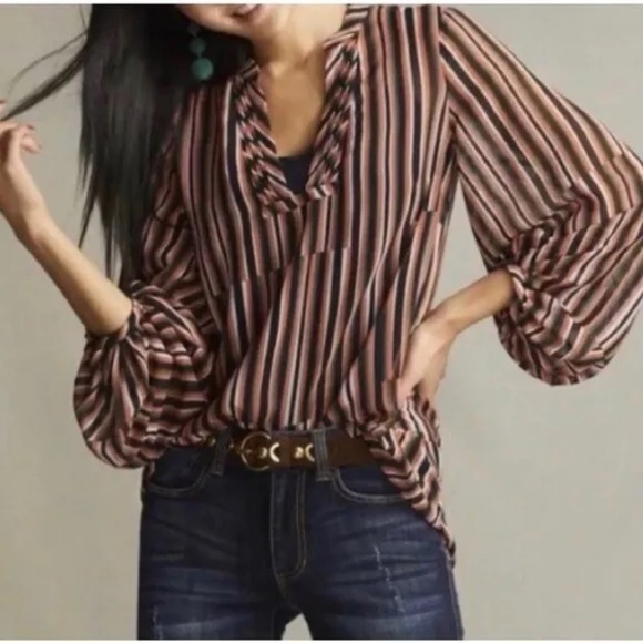 CABI Ultimate Multicolor Stripe Blouse Size L - Picture 8 of 11